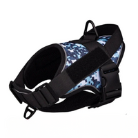 Harnais chien anti traction personnalisé camouflage bleu