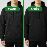 gant anti poils réutilisable et écologique avant/après pulll et sweat shirt