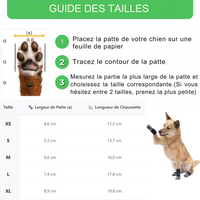 Guide des tailles chaussettes chien