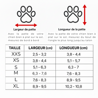 Guide des tailles - Bottes pour chien Hiver Étanches